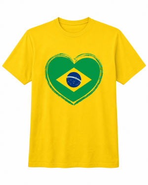 Camiseta Amarela em Algodão - Coração Brasil