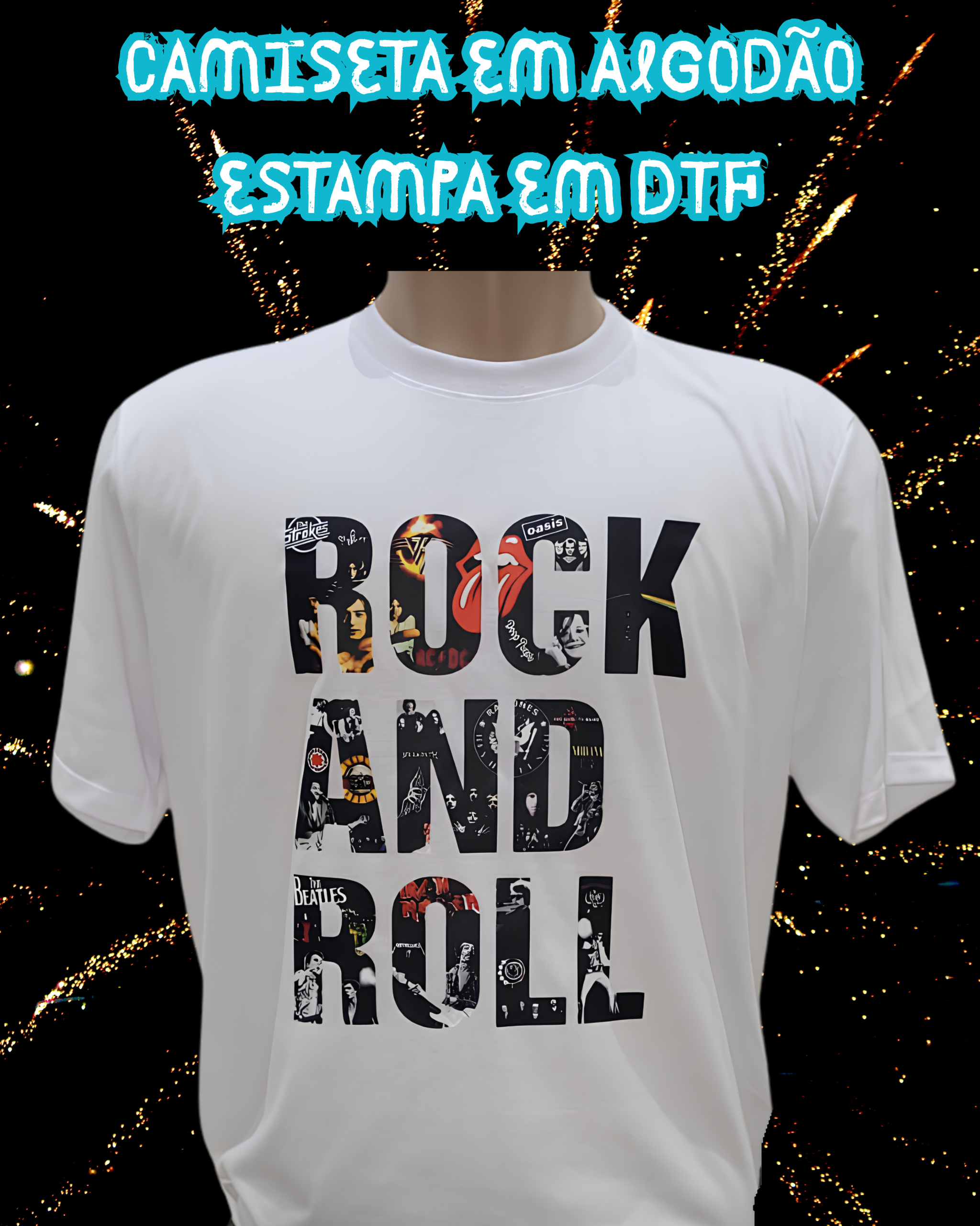 Camiseta Em Algodão Rock And Roll